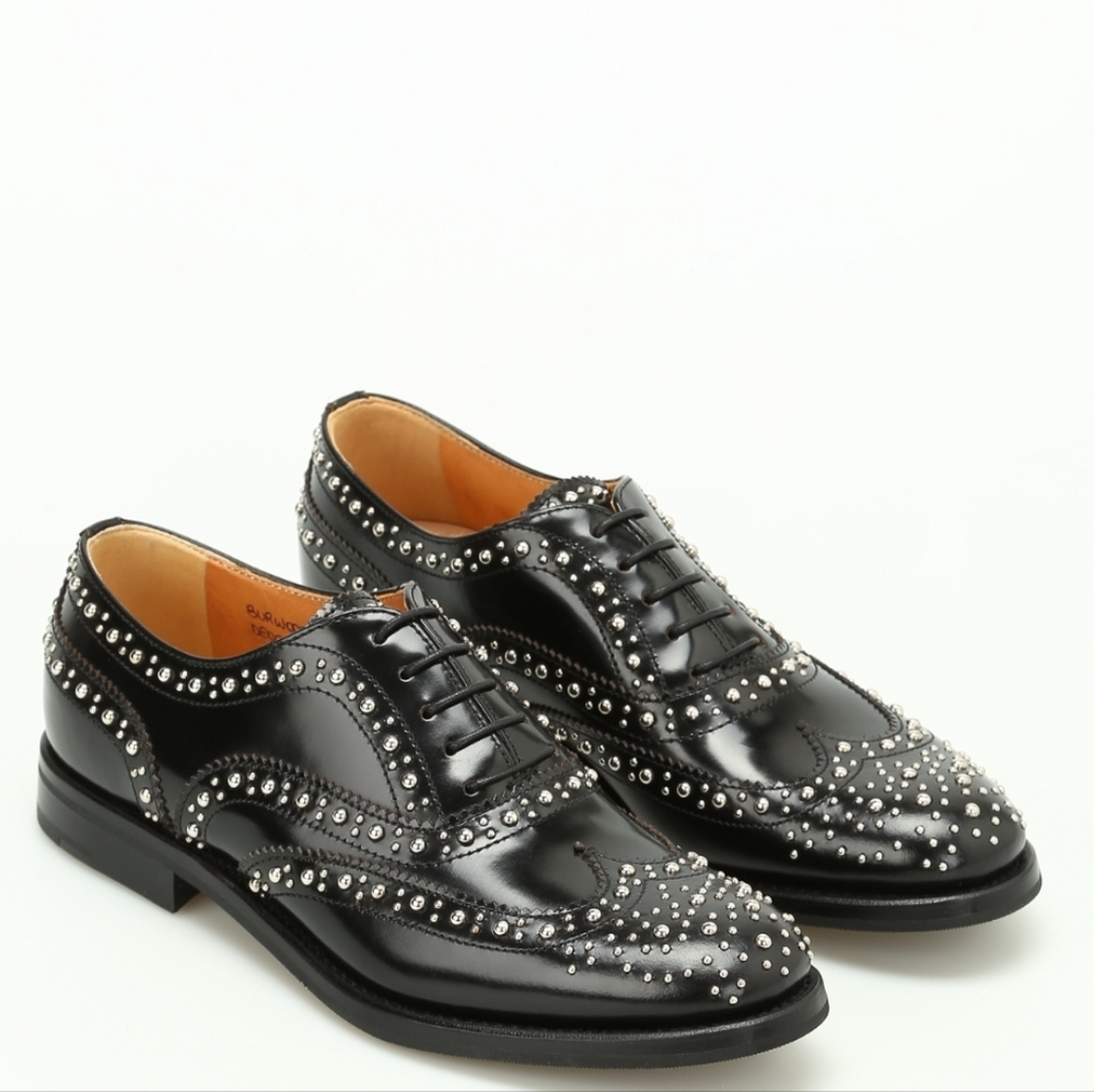 CHURCH'S BURWOOD MET STUDDED  BLACK SUEDE BROGUES LACE UP SHOES - Picture 3 of 13